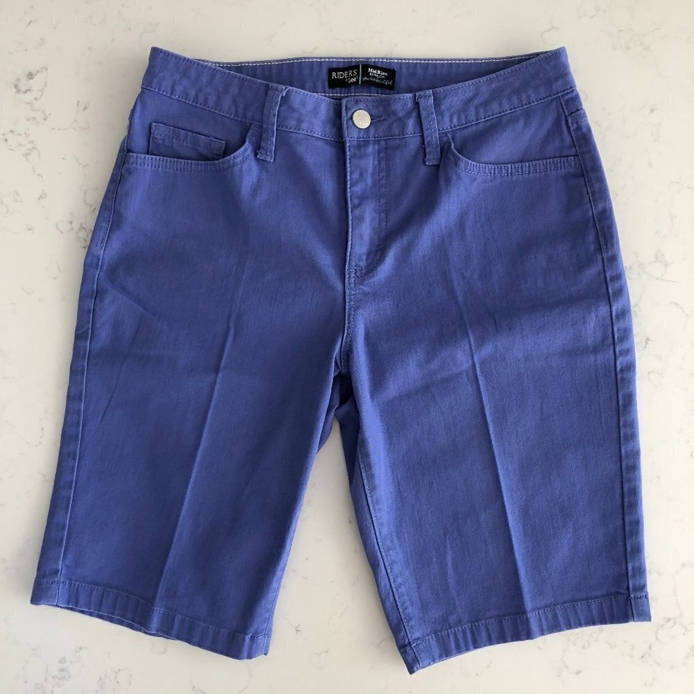 Lee Riders by Lee Casual Mid Rise Bermuda 5 Pocket Denim Jean Shorts Blue Sz 6